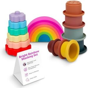 NWT EL BEBE Rainbow Stacking Toy Set